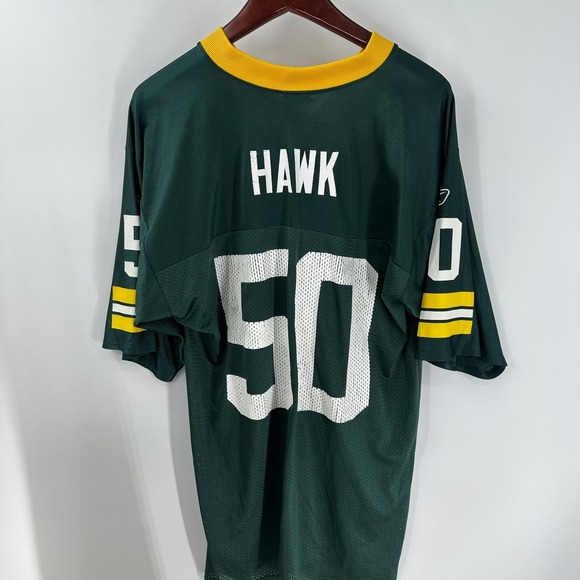 Green Bay Packers AJ Hawk #50 Reebok Mens Green Team Graphic V-Neck Jersey M - Picture 9 of 9